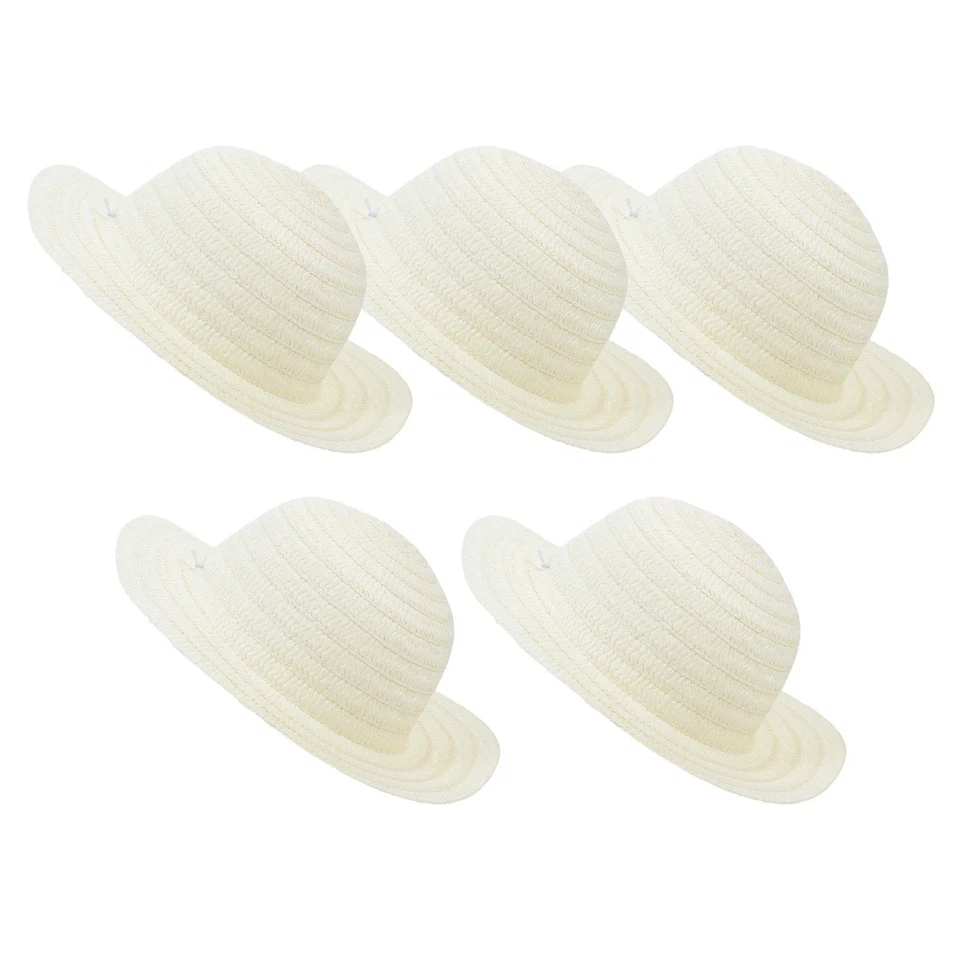  Cappello a cilindro rotondo piccolo 5 pezzi Cappello di paglia Cappello a - Immagine 2 di 4