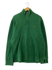 POLO RALPH LAUREN Half-Zip Knit Sweater Lightweight L Cotton GRN