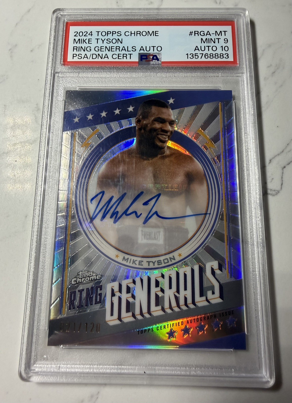 2024 Topps Chrome Boxing Ring Generals Autographs Mike Tyson PSA 9, Gem 10 Auto! view 5