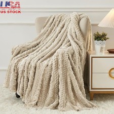 Luxurious 3D Faux Diamond Floral Pattern Soft Lightweight Blanket Home Decor New