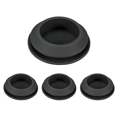 4 PK Silicone Hole Plugs Snap In Locking Rubber Plug Fits 3033mm Black