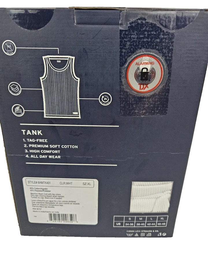 Pack de 4 chalecos Levi's Tanks para hombre talla XL blancos acanalados premium camisetas interiores Foto 3 de 4