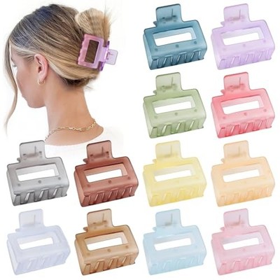2 Inch Medium Hair Claw Clips 12 Pcs Square Hair Clips for Thin Hair Ice Cream