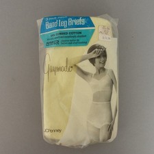 Vintage 60s Set Granny Panties Cotton Band Leg Briefs White Hip Size 38 Gaymode