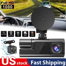 Dash Cam Car HD 1080P Dual Lens Front/Rear/Inside Video Recorder Camera G-Sensor