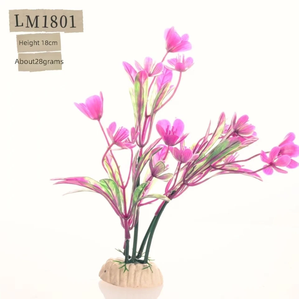 36cm & 18cm Tall Artificial Aquarium Plants, Ceramic Base + PE, Fish Tank Decor - Image 4 of 4