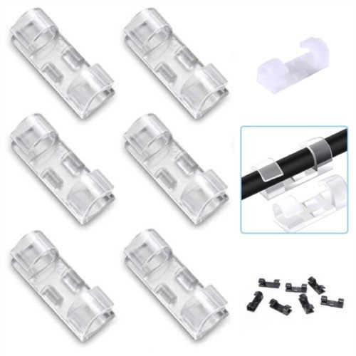 Self-Adhesive Tidy Wire Clips Transparent Cable Organizer Cord Holder pack of 20 - 第 5/5 張圖片