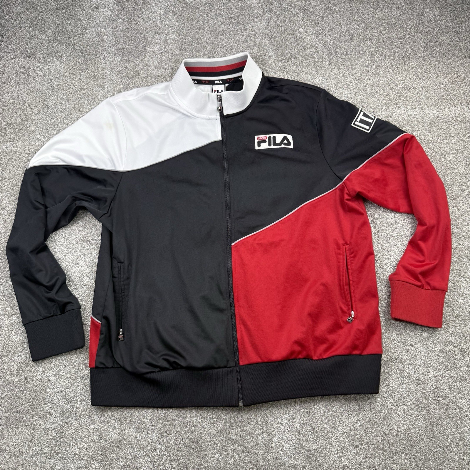 GIACCA CALCIO PISTA FILA Sport ITALIA Italia Vintage Rosso Nero Bianco XL