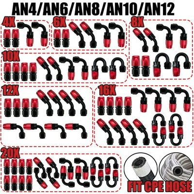AN4/AN6/AN8/AN10/AN12 CPE Swivel Fuel Hose End Fitting Adapter Joint Red Black