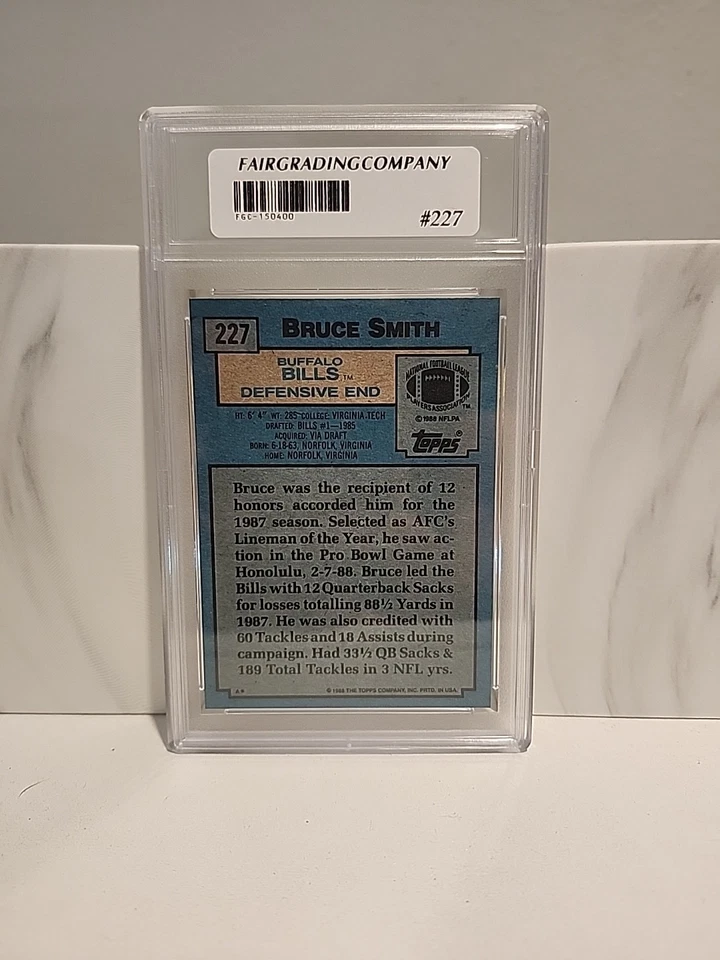 💎💎 1988 Topps - #227 Bruce Smith 💎 GRADED FGC10 MINT 💎💎 - Image 2 of 2