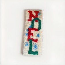 Vintage Christmas Decor completed latch hook - NOEL - wall hanging Rug Red White