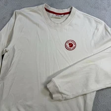 Fjallraven Sweater Mens Large Beige 1960 Logo Badge Crewneck Long Sleeve Cotton