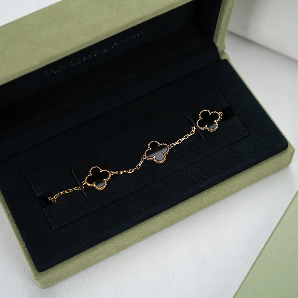 Van Cleef & Arpels Alhambra Onyx Unisex Bracelet 20 cm - Full Set - Bild 2 von 4