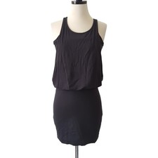 Splendid Black Mini Dress Womens Small Fitted Bodycon High Neck Blouson Tank LBD