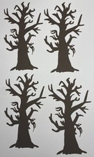 4 Brown Tree Halloween Spooky Gothic Bare Die Cuts Scrapbook