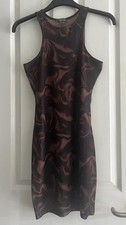 Primark Ladies Brown Mini Bodycon Sleeveless Dress - Size 12 