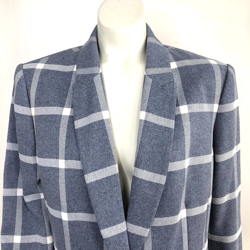 Chaqueta Blazer Tahari Arthur Levine 14 Un Botón Azul Ventana Foto 2 de 4