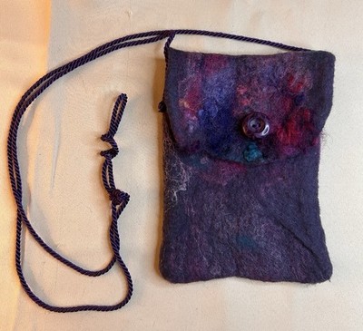 Handmade Purple Felted Wool Purse Boho