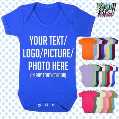 Individuell personalisiert Bio Baumwolle BABY GROW Body Anzug Schlafweste Strampler Geschenk 3