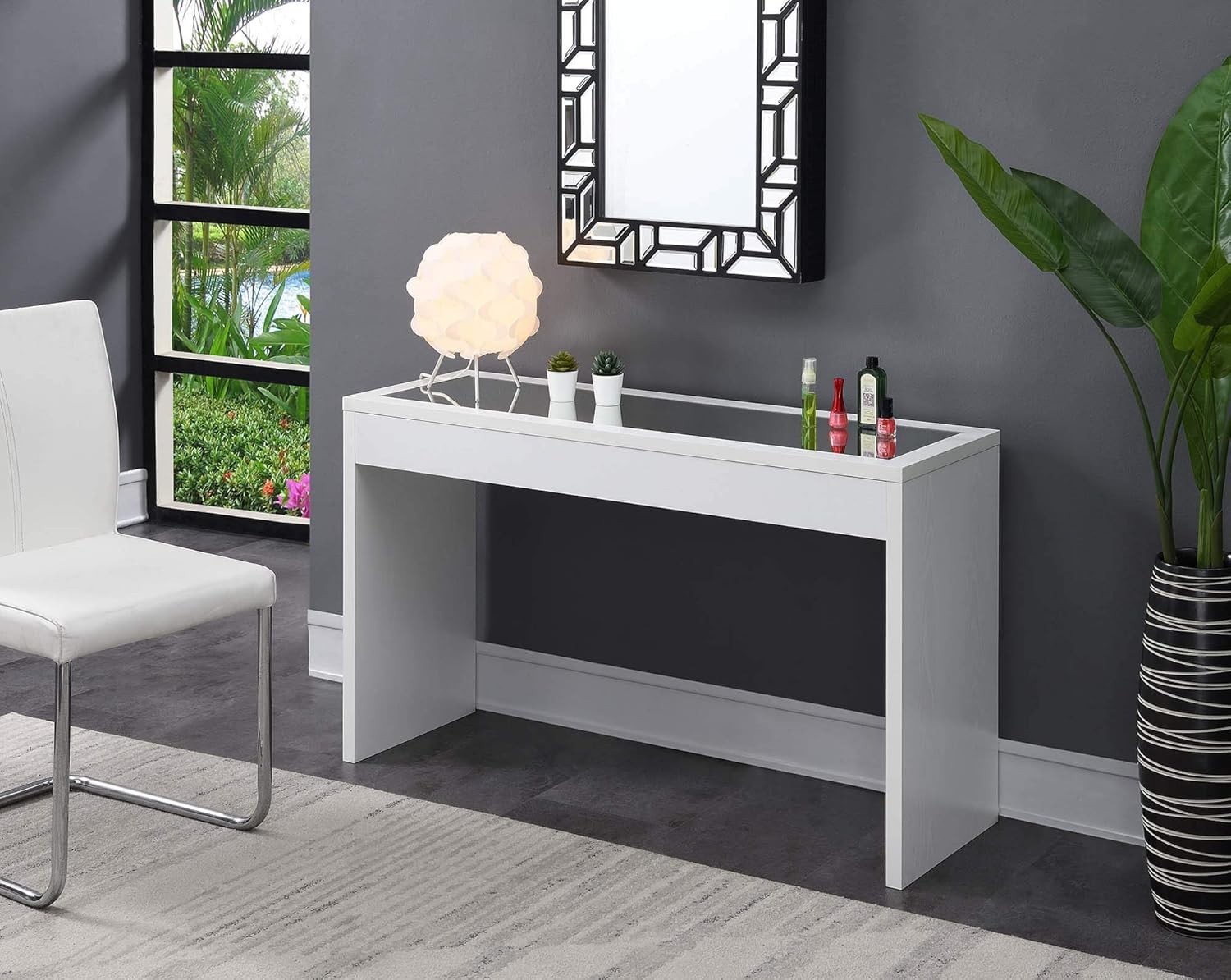 Convenience Concepts Northfield Mirrored Console Table White NEW/ Damaged Box