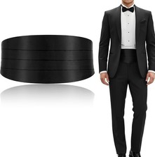 Men's Solid Color Cummerbund Formal Satin Adjustable Black Tuxedo...
