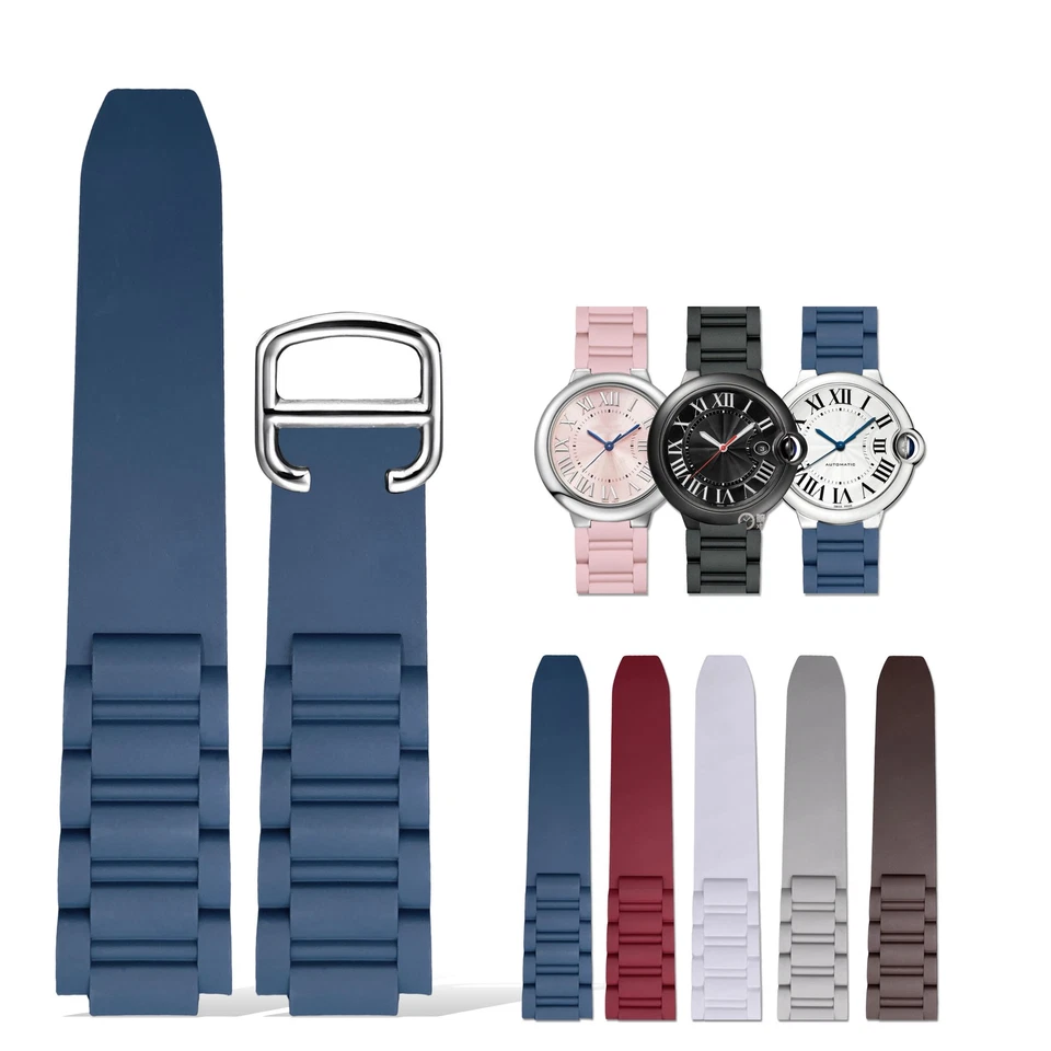 Rubber Strap Band for Car.tier Balloon Bleu Watch 14mm 16mm 18mm 20mm - Photo 1/1