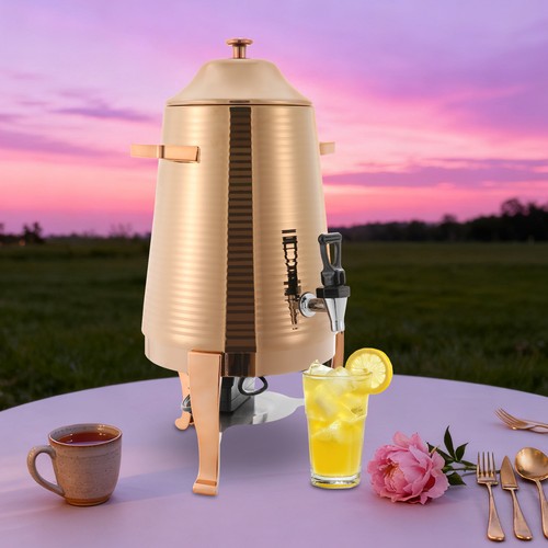 Distributore di Bevande in Acciaio Inox Oro Rosa 13L, Dispenser di Bevande Calde con Supporto - Foto 12 di 12