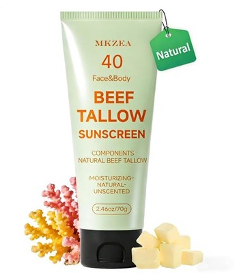 Beef Tallow Reef Safe Sunscreen SPF 40 for Face, Travel Size Natural Organic