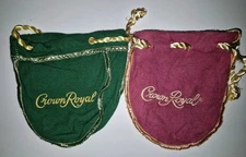 Lot of 2 Crown Royal 50ml Mini Bags 1 Green & 1 Custom Pink