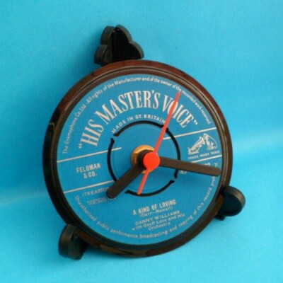 DANNY WILLIAMS CLOCK Side Table Desk Top Upcycled Vinyl Record Hit Single 4'' .