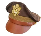 WW2 US Army Air Corps Officer Crusher Hat Military Cap With Golden Eagle Badge
