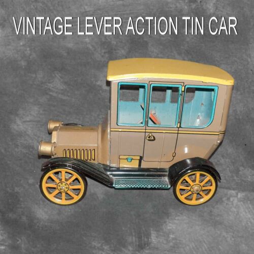 Japan Modern Toys Lever Action Blechauto Gold zweitürige Limousine - Bild 3 von 5