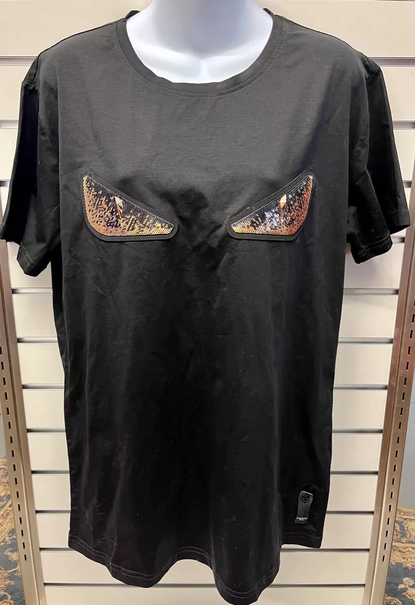 FENDI monster eyes black short sleeve t shirt sequins 2XL | eBay