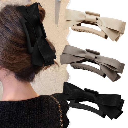 Hair accessories large size frosted hair clip satin ribbon bow hair