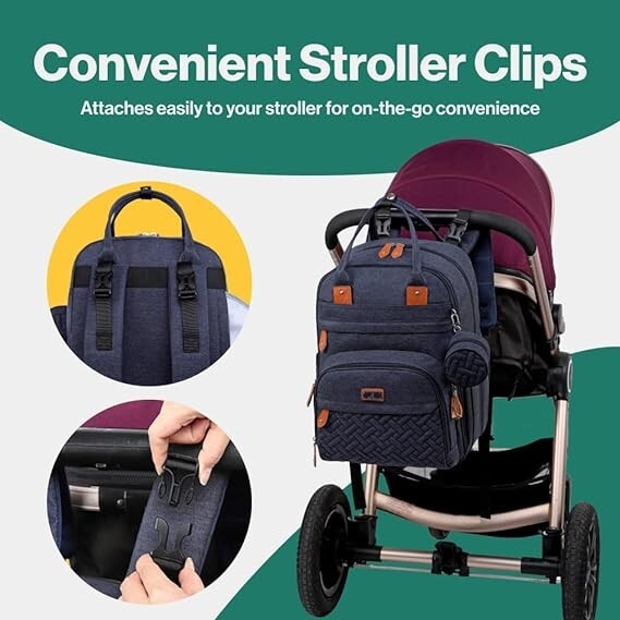 Baby Changing Bag Backpack, Nappy Hold All Diaper Pram Bags Navy Blue