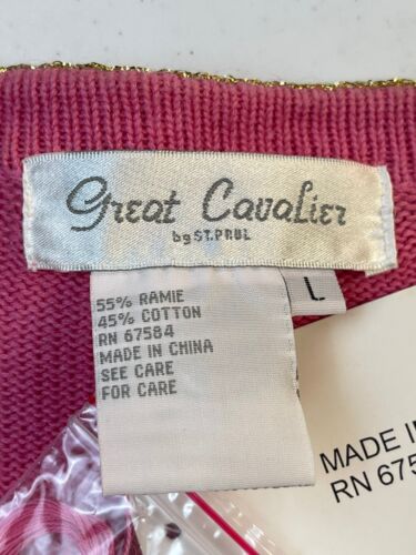 Great Cavalier Women’s VTG Christmas Cardigan Pink Beaded Holiday Sweater Large - Picture 4 of 22