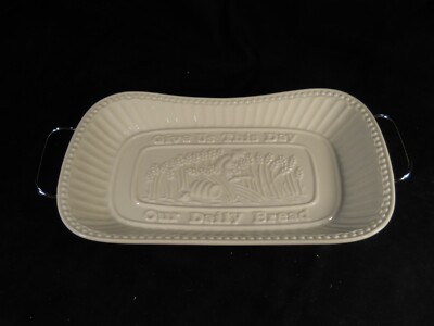 Siena Godinger Porcelain Bread Tray/Silver finish serving rack~Give Us This Day