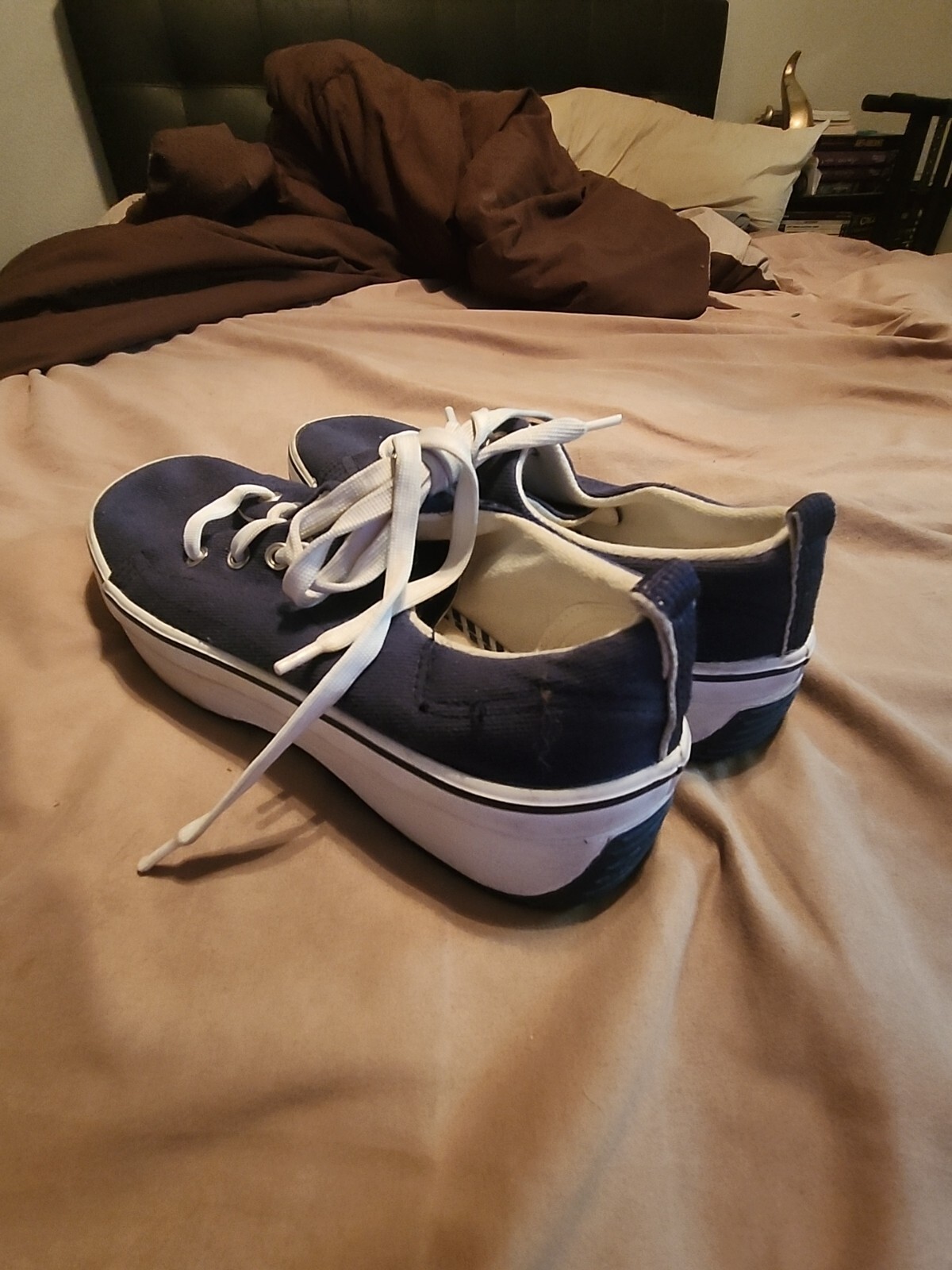 SAOLA Palloncini donna taglia 7 blu bianco scarpe tela suola gomma Oxford stringate