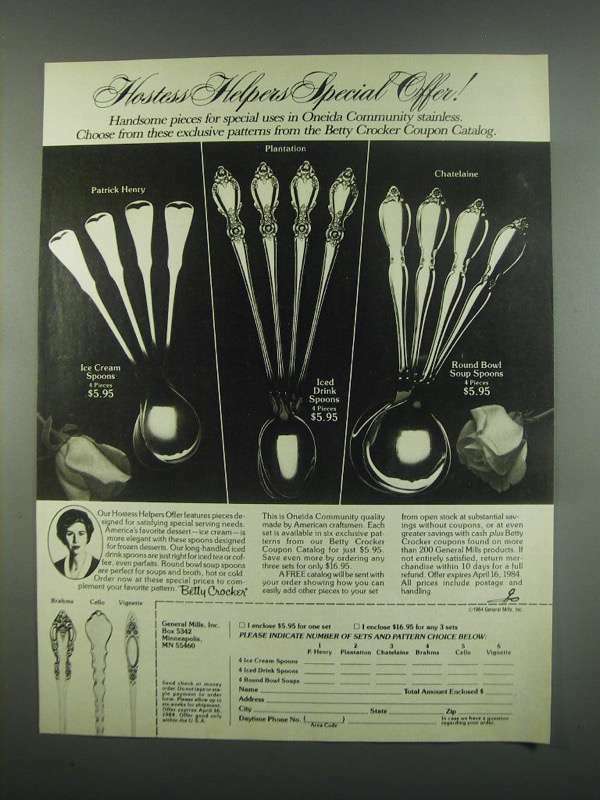 1984 Betty Crocker Oneida Silverware Vintage Ad Featuring Patrick Henry