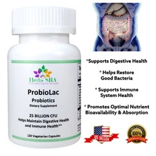 20 BILLION CFU's PROBIOTICS, LACTOBACILLUS,  BIFIDOBACTERIUM, 120  Veg. Caps.