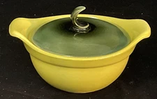 Vintage 1950's Hull Pottery Chartreuse CRESCENT Individual Casserole Baker & Lid