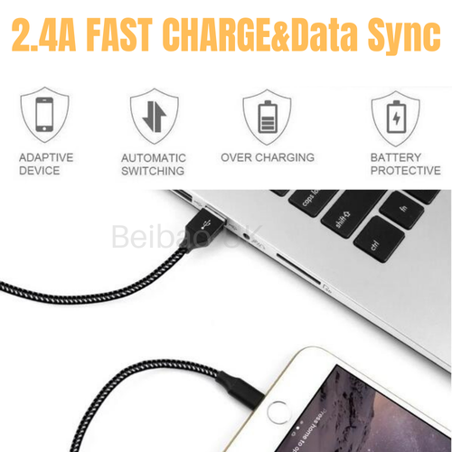 6X Wholesale Bulk USB Cable 10FT Braided Type C Charger Data Cord For Samsung LG - Picture 9 of 11