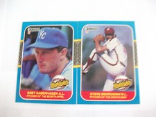 (2) 1987 DONRUSS HIGHLIGHTS BRET SABERHAGEN # 6 & STEVE BEDROSIAN # 9 BASEBALL