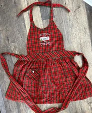 Kay Dee Christmas Apron, Holiday Plaid 100% Cotton Baking Festive Feminine