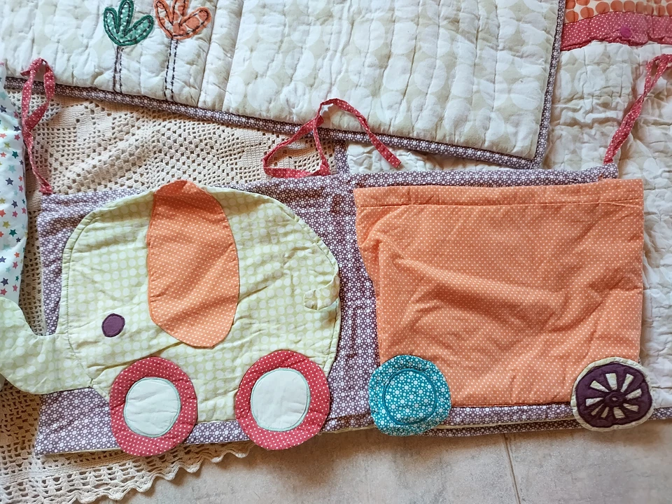 Mamas and Papas Cuna Bebé Cama Juego Completo Edredón Organizador León Elefante Sábana Foto 2 de 4