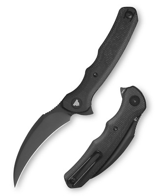 TVTY19BM14 TRIVISA Lacerta-04B Black Karambit 14C28N Black Blade Micarta Handle