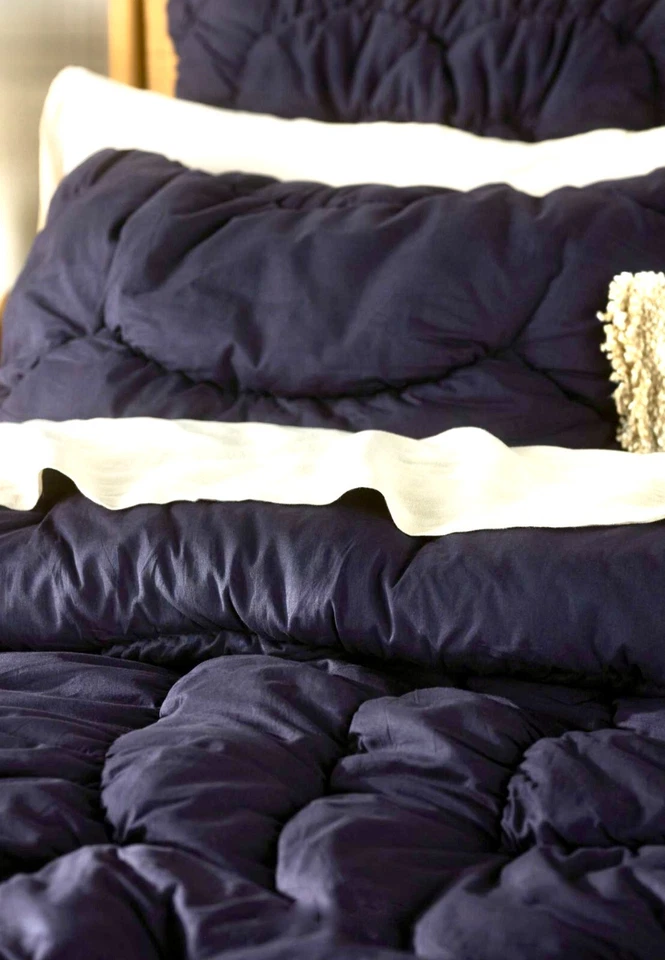 Edredón Anthropologie Skylar Algodón Texturizado Grueso Pizarra Azul Marino Reina NUEVO Foto 2 de 4
