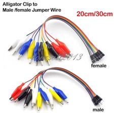20cm 30cm Alligator Clip Test Lead 10Pin Male Female Breadboard Jumper Cable NEW