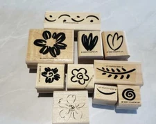 10 STAMPIN' UP RUBBER MOUNTED STAMP'S VARIOUS FLORAL ASSORTMENT