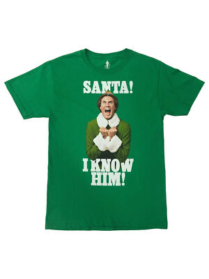 Elf Mens Heather Green Santa I Know Him Christmas Holiday T-Shirt Shirt Small